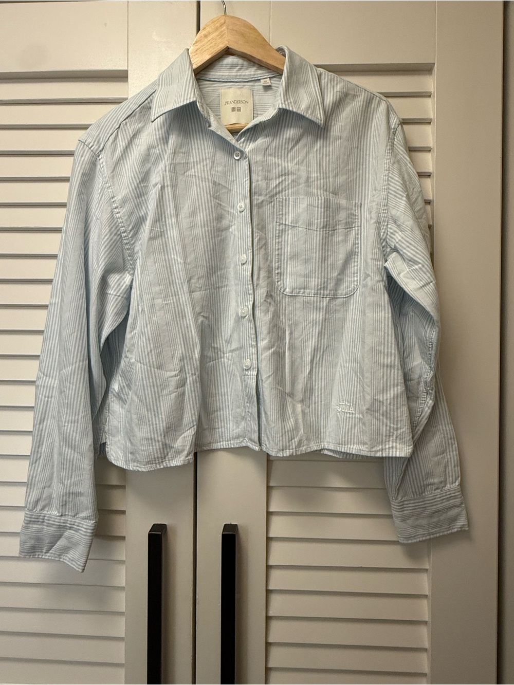 Uniqlo x JW Anderson Oxford Boxy Cropped Button-down Shirt in Blue Stripes XS